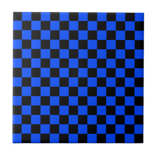 Blue and black checkerboard pattern tile