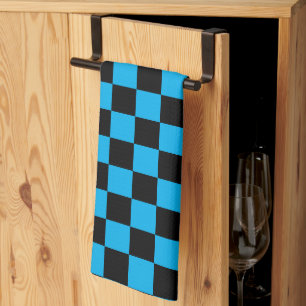 Blue and Black Chequered Print Tea Towel
