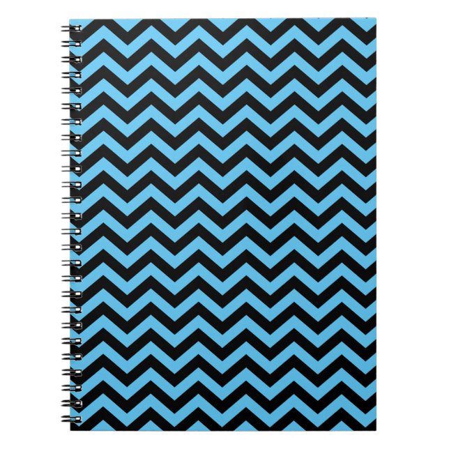 Blue And Black Chevron Pattern Notebook (Front)