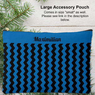 Blue and Black Chevrons - LARGE Accessory Pouch