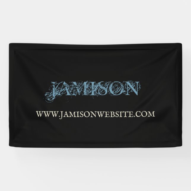 Blue and Black Chic Artsy Business Name Banner (Horizontal)