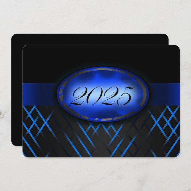 Blue and Black Class of 2025 Party Invitation (Front/Back)