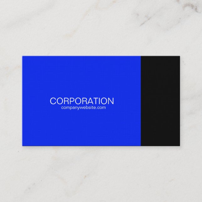Blue and black classy business card with website (Front)