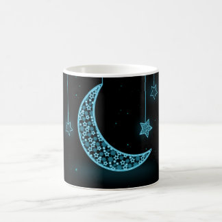 Blue and Black Crescent Moon and Stars Coffee Mug