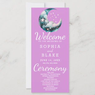 Blue and Black Crescent Moon Wedding Program