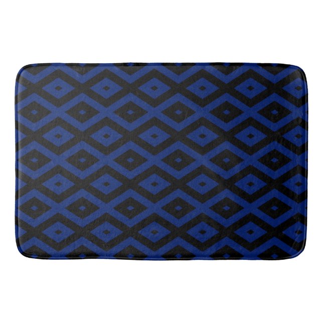 Blue and black diamond pattern bath mat (Front)