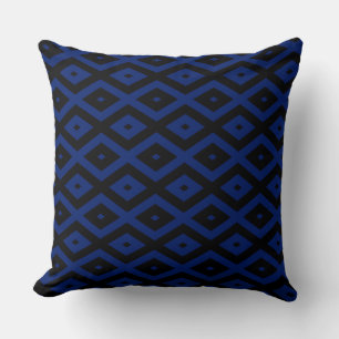 Blue and black diamond pattern cushion
