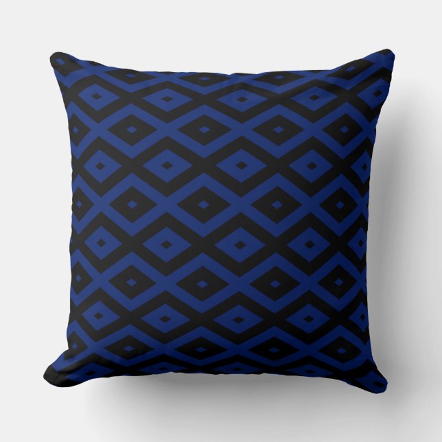 Blue and black diamond pattern cushion (Front)