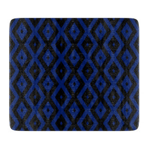 Blue and black diamond pattern cutting board