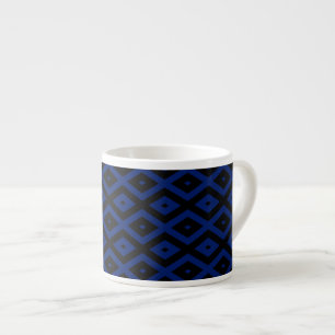 Blue and black diamond pattern espresso cup