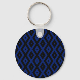 Blue and black diamond pattern key ring