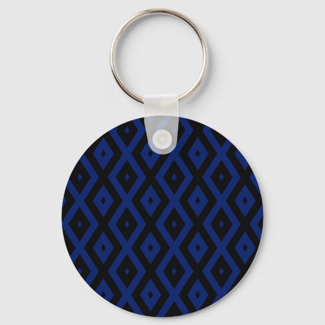 Blue and black diamond pattern key ring (Front)