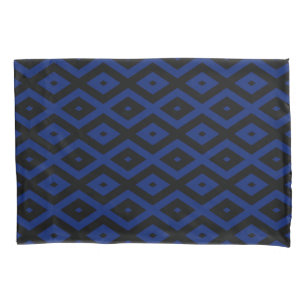 Blue and black diamond pattern pillowcase