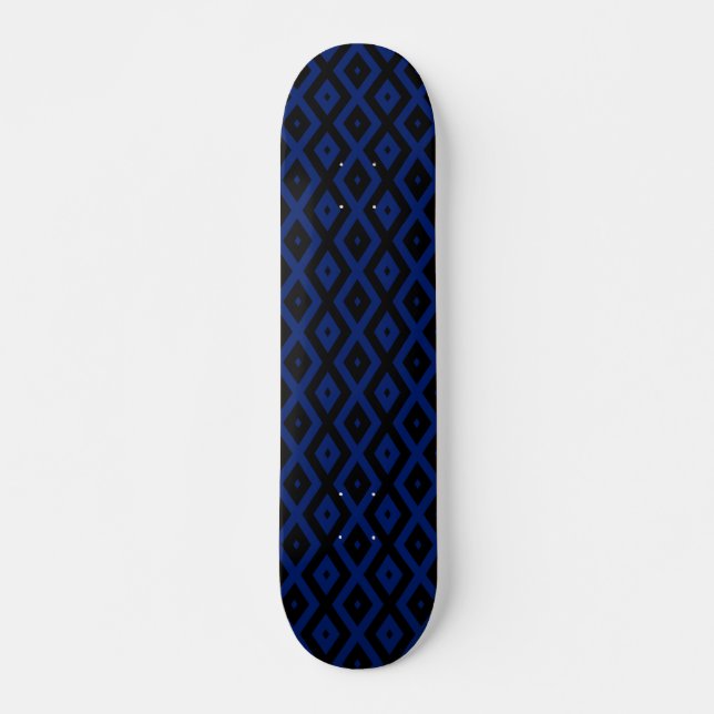 Blue and black diamond pattern skateboard (Front)