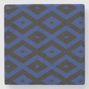 Blue and black diamond pattern stone coaster