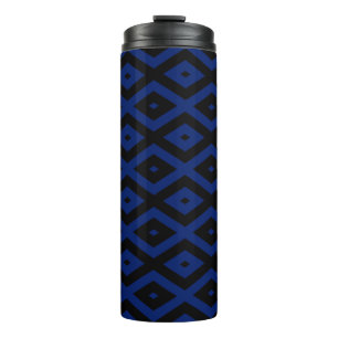 Blue and black diamond pattern thermal tumbler