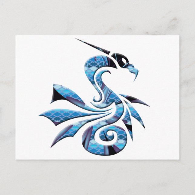 Blue and Black Dragon Postcard (Front)
