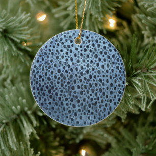 Blue and Black Fish Print Ceramic Tree Decoration