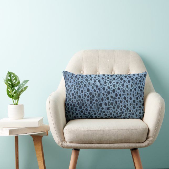 Blue and Black Fish Print  Lumbar Cushion (Chair)