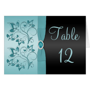 Blue and Black Floral Table Number Card