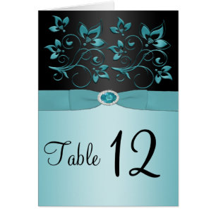 Blue and Black Floral Table Number/Menu Card