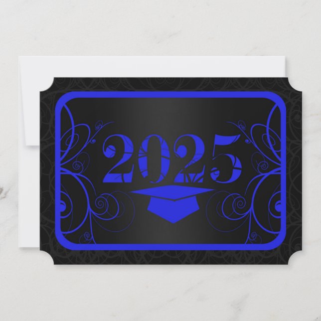 Blue and Black Frame Graduation Invitation (Front)