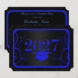 Blue and Black Frame Graduation Party Invitation