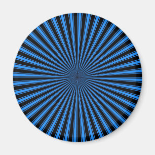 Blue and Black Funky Striped Abstract Art Magnet