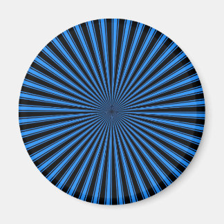 Blue and Black Funky Striped Abstract Art Magnet