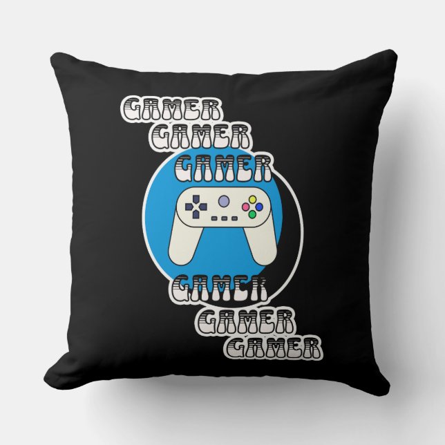 Blue and Black Gamer | Video Controller Cushion (Front)