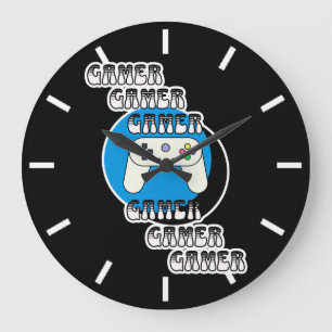 Blue and Black Gamer   Video Controller Large Clock