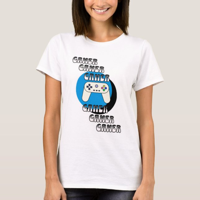 Blue and Black Gamer | Video Controller T-Shirt (Front)