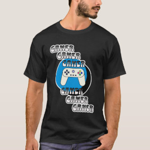 Blue and Black Gamer   Video Controller T-Shirt