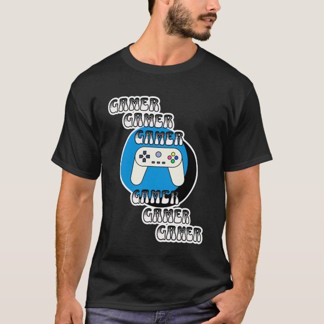Blue and Black Gamer | Video Controller T-Shirt (Front)