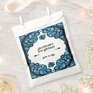 Blue and Black Gated Rose Princess Birthday Favour Bags