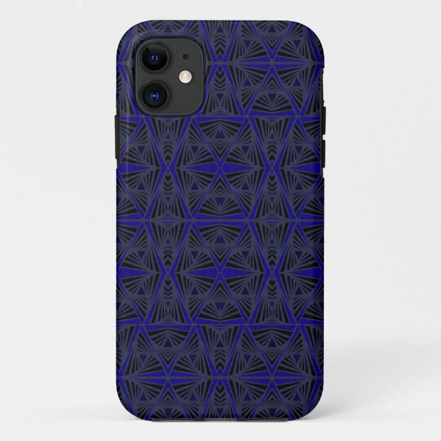 Blue and black geometric pattern. Case-Mate iPhone case (Back)