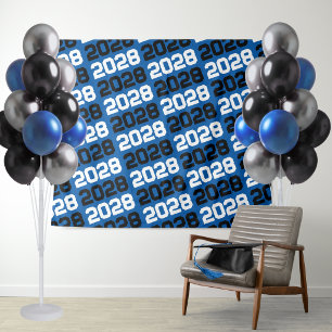 Blue and Black Graduation Class Year Backdrop Tapestry