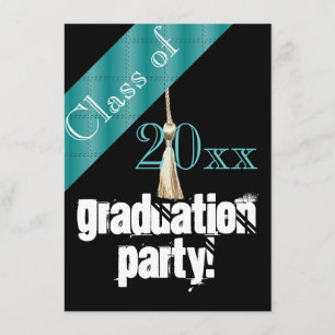 Blue and Black graduation party Invitation