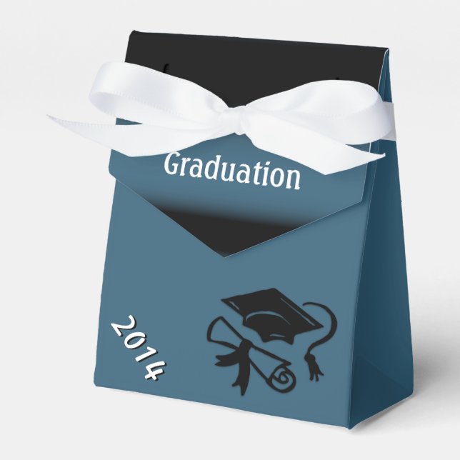 Blue and Black Graduation Personalised Favour Box (Front Side)
