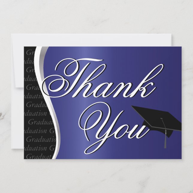 Blue and Black Graduation Thank You (Front)