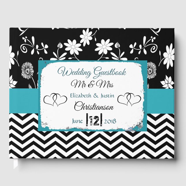 Blue and Black Hearts Wedding Book (Front)