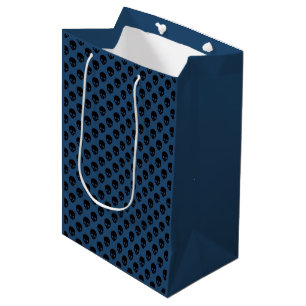 Blue and Black Little Skulls Pattern Halloween Medium Gift Bag