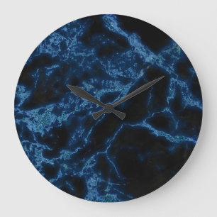 Blue And Black Marble Monogram Large Clock