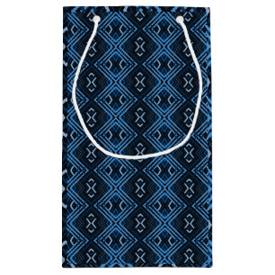 Blue and Black Masculine Geometric Pattern Small Gift Bag