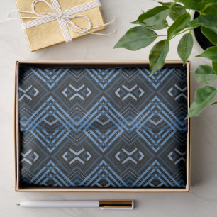 Blue and Black Masculine Geometric Pattern Tissue Paper