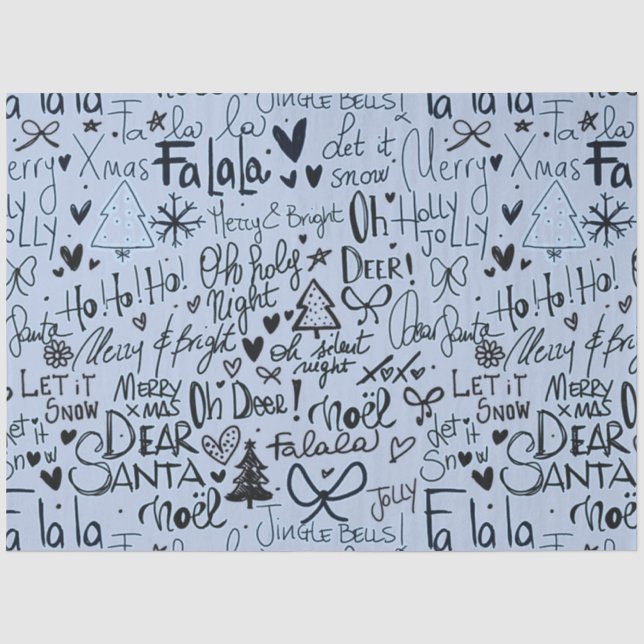 Blue and Black Modern Christmas Tissue Paper (Front)