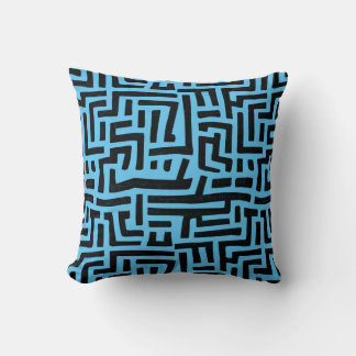 Blue And Black Motif | Geometric Maze Pattern Cushion