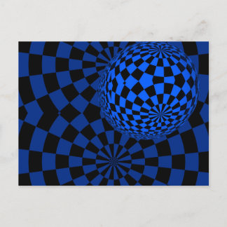 Blue and black optical art postcard