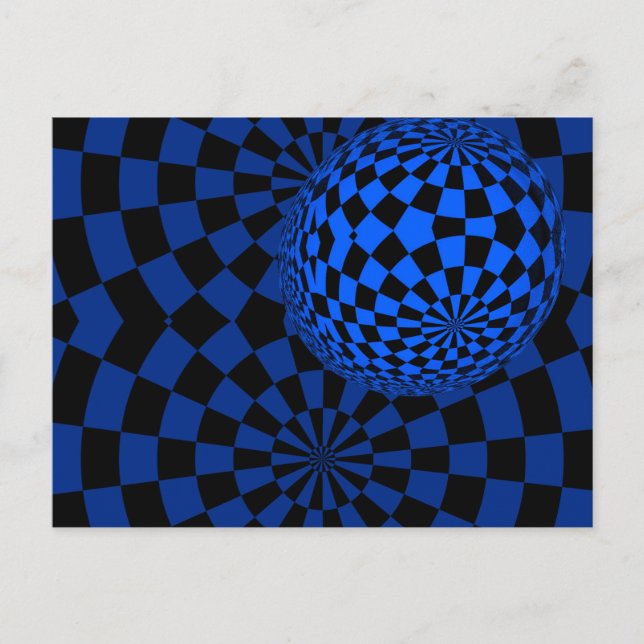 Blue and black optical art postcard (Front)