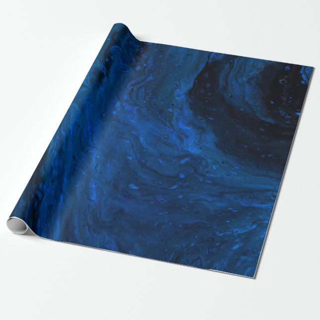 Blue and black painting wrapping paper (Unrolled)